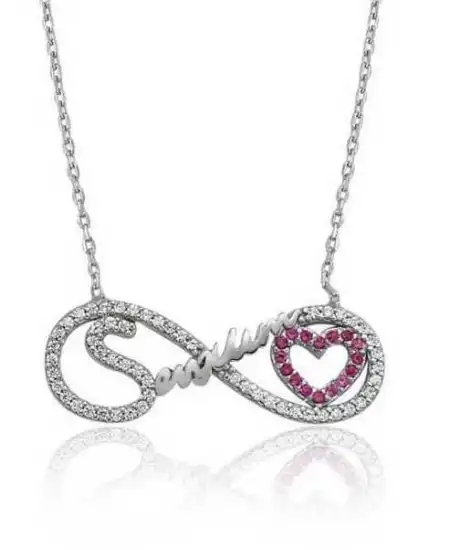 Gümüş Sevgilim Yazılı Sonsuzluk Bayan Kolye