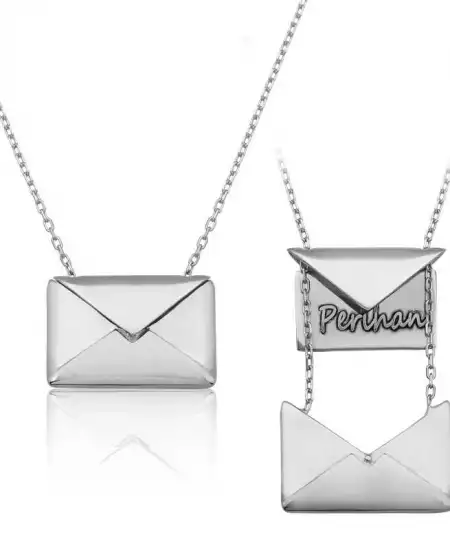 Gümüş Sevgiliye Mektup Kadın Kolye