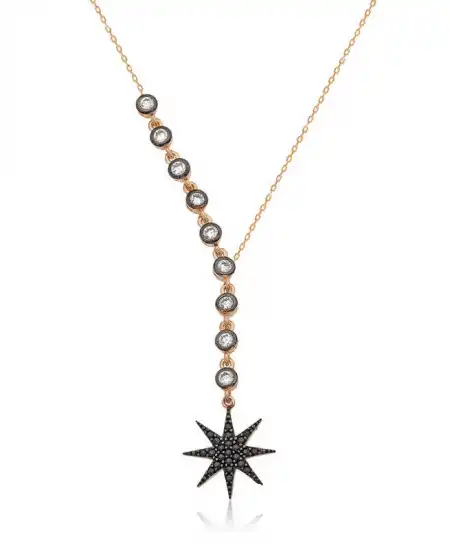 Gümüş Sıra Taşlı Yıldız Bayan Kolye