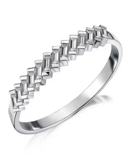 Gümüş Sıralı Baget Taşlı Bayan Yüzük