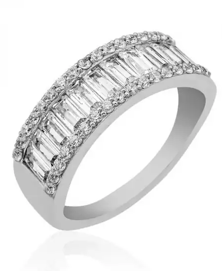 Gümüş Sıralı Baget Taşlı Bayan Yüzük