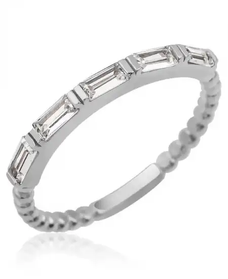 Gümüş Sıralı Baget Taşlı Kadın Yüzük