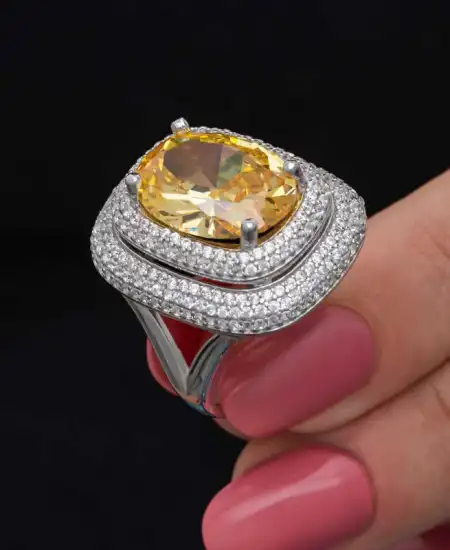 Gümüş Sitrin Taşlı Kadın Yüzük