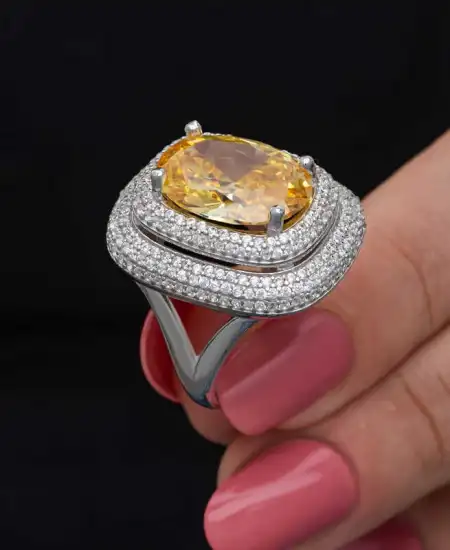 Gümüş Sitrin Taşlı Kadın Yüzük