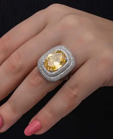 Gümüş Sitrin Taşlı Kadın Yüzük