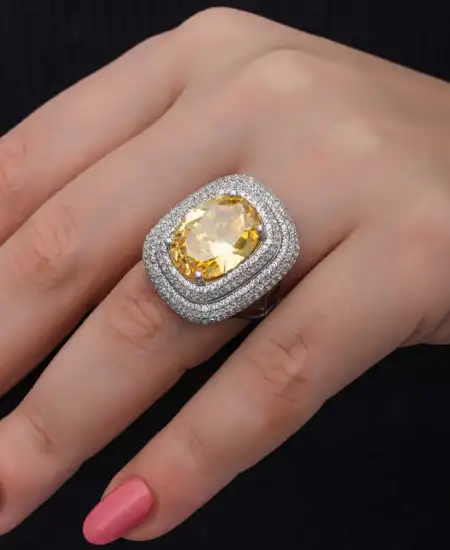 Gümüş Sitrin Taşlı Kadın Yüzük