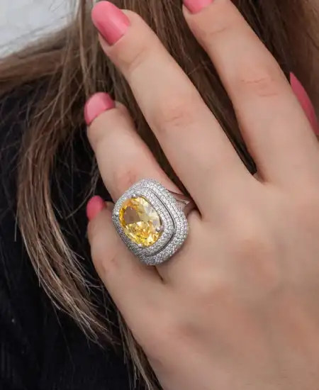 Gümüş Sitrin Taşlı Kadın Yüzük