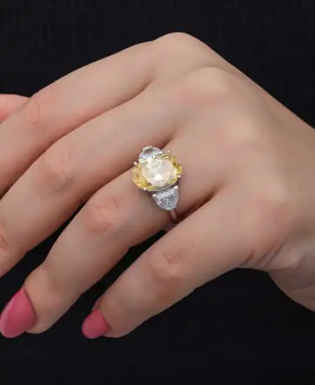 Gümüş Sitrin Zirkon Taşlı Kadın Yüzük