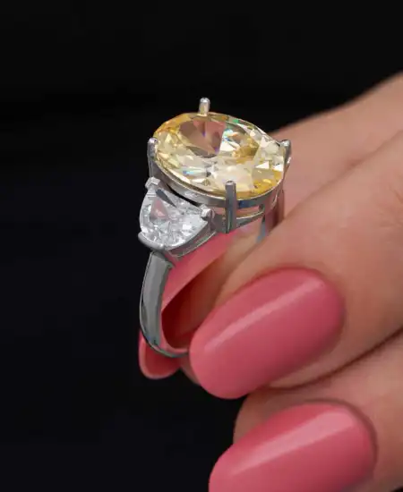 Gümüş Sitrin Zirkon Taşlı Kadın Yüzük