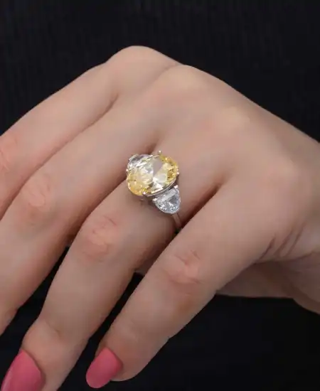 Gümüş Sitrin Zirkon Taşlı Kadın Yüzük