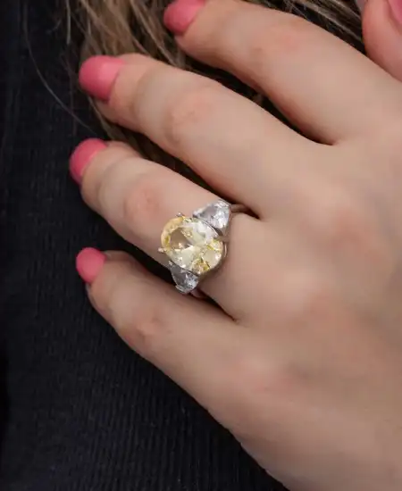 Gümüş Sitrin Zirkon Taşlı Kadın Yüzük