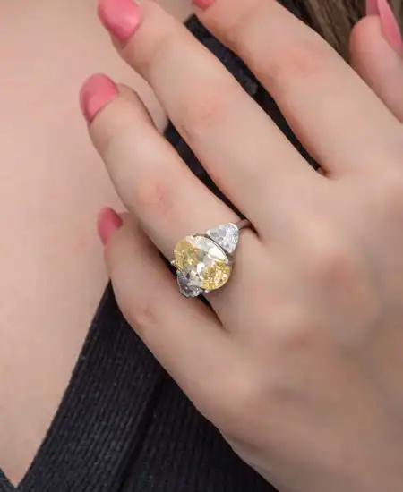 Gümüş Sitrin Zirkon Taşlı Kadın Yüzük