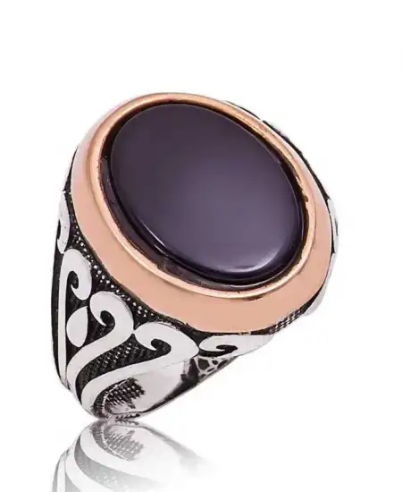 Gümüş Siyah Taşlı Erkek Yüzük