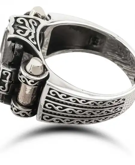 Gümüş Siyah Zirkon Taşlı Kare Erkek Yüzük