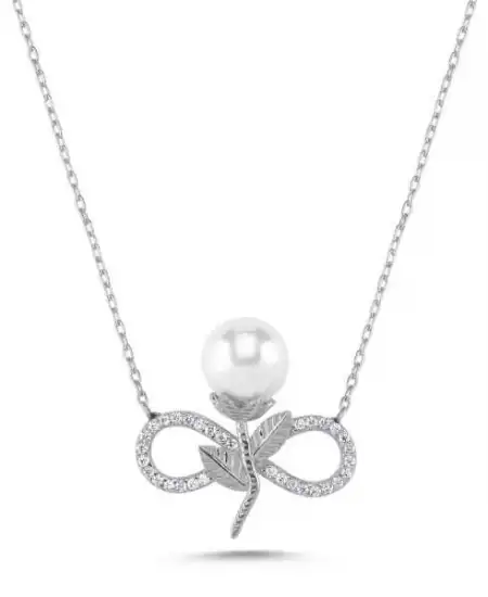 Gümüş Sonsuz İnci Bayan Kolye