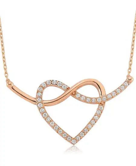 Gümüş Sonsuzluk Kalp Bayan Kolye