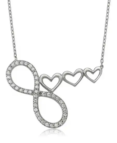 Gümüş Sonsuzluk Kalp Bayan Kolye
