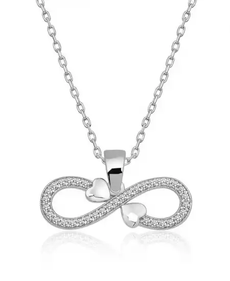 Gümüş Sonsuzluk Kalpler Bayan Kolye