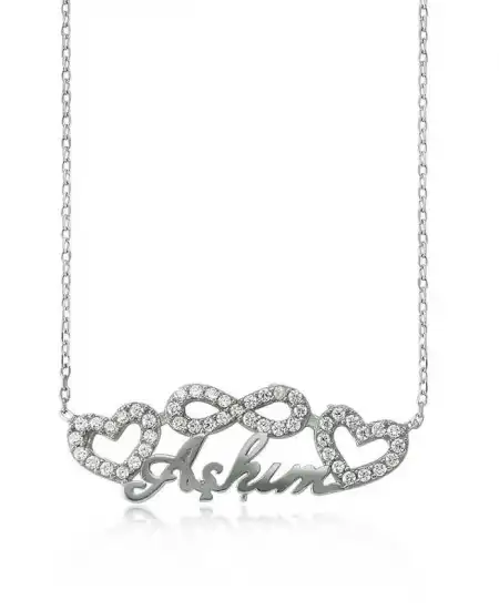 Gümüş Sonsuzluk Kalpli Aşkım Bayan Kolye