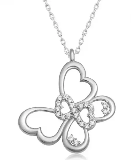 Gümüş Sonsuzluk Kelebek Kadın Kolye