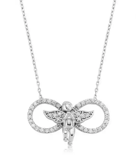 Gümüş Sonsuzluk Melek Bayan Kolye