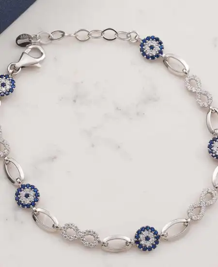 Gümüş Sonsuzluk Nazar Kadın Bileklik