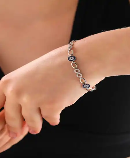 Gümüş Sonsuzluk Nazar Kadın Bileklik