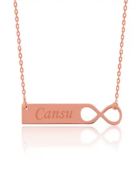 Gümüş Sonsuzluk Plaka İsimli Kolye