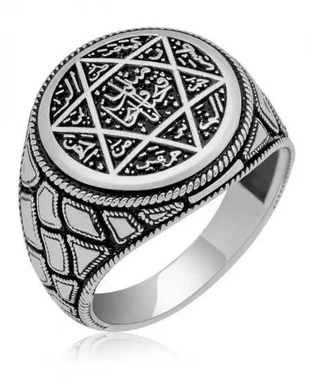 Gümüş Süleyman Mührü Erkek Yüzük