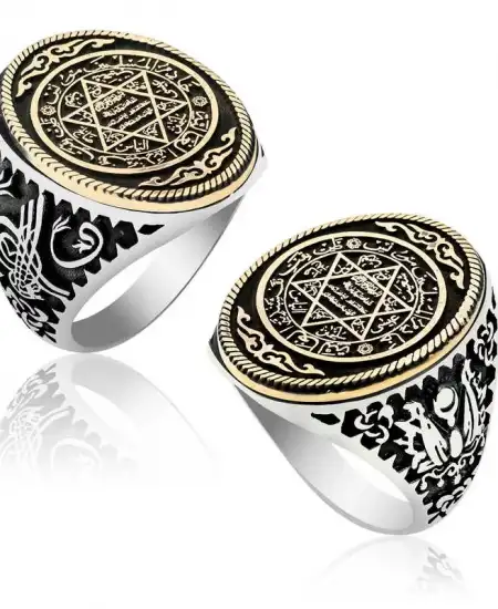 Gümüş Süleyman Mührü Erkek Yüzük