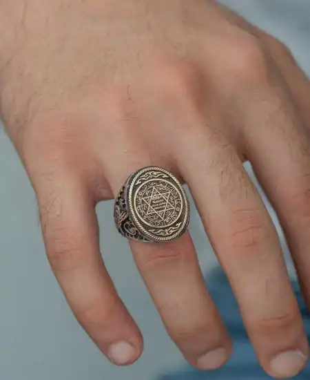 Gümüş Süleyman Mührü Erkek Yüzük