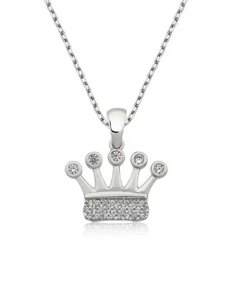 Gümüş Taç Bayan Kolye