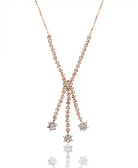 Gümüş Taşlı Çiçek Bayan Kolye