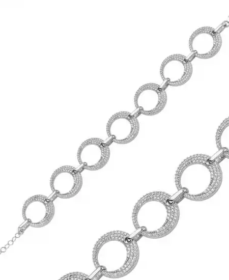 Gümüş Taşlı Halka Bayan Bileklik