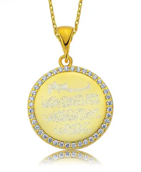 Gümüş Taşlı Nazar Duası Bayan Kolye