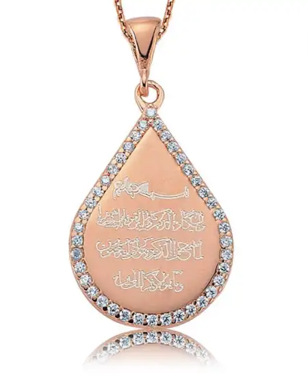 Gümüş Taşlı Nazar Duası Bayan Kolye