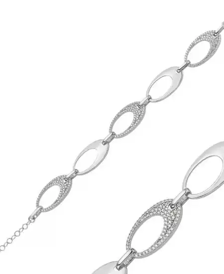 Gümüş Taşlı Oval Bayan Bileklik