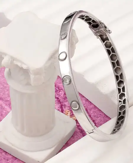 Gümüş Taşlı Vida Kadın Bilezik