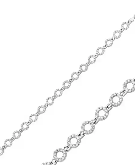 Gümüş Taşlı Yuvarlak Bayan Bileklik