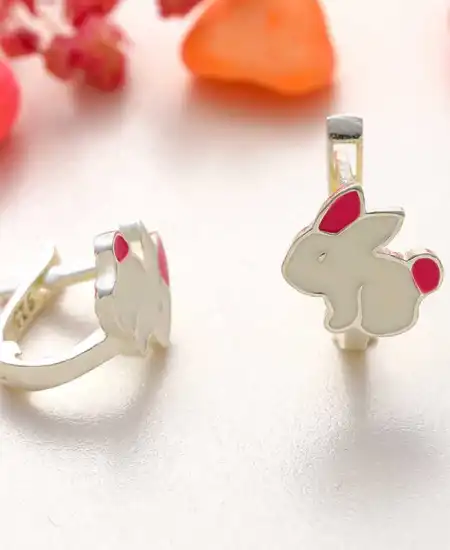 Gümüş Tavşan Çocuk Küpesi