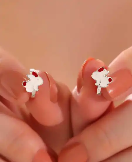 Gümüş Tavşan Çocuk Küpesi