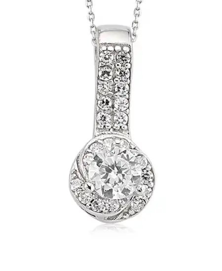 Gümüş Tek Taş Bayan Kolye