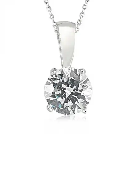 Gümüş Tek Taş Bayan Kolye