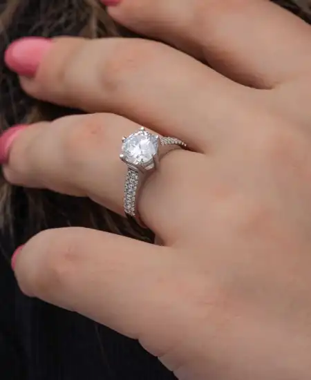 Gümüş Tek Taş Kadın Yüzük