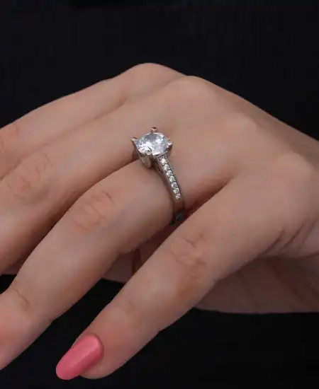 Gümüş Tek Taş Kadın Yüzük