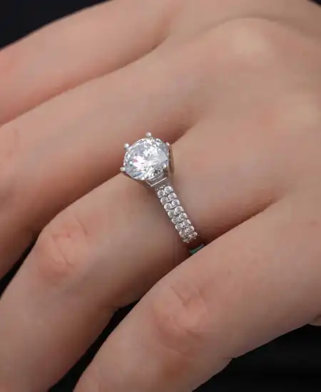 Gümüş Tek Taş Kadın Yüzük