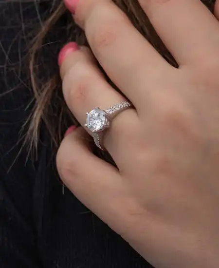 Gümüş Tek Taş Kadın Yüzük