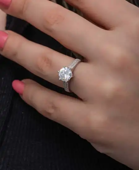 Gümüş Tek Taş Kadın Yüzük