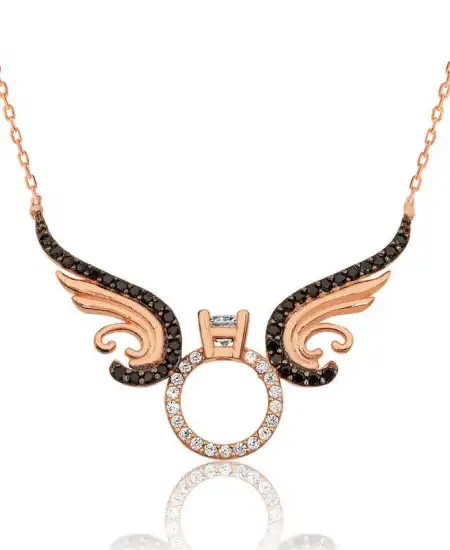 Gümüş Tek Taş Melek Bayan Kolye