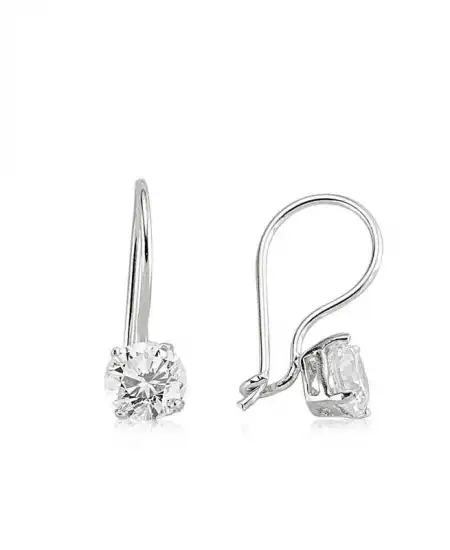 Gümüş Tek Taş Sallantılı Küpe